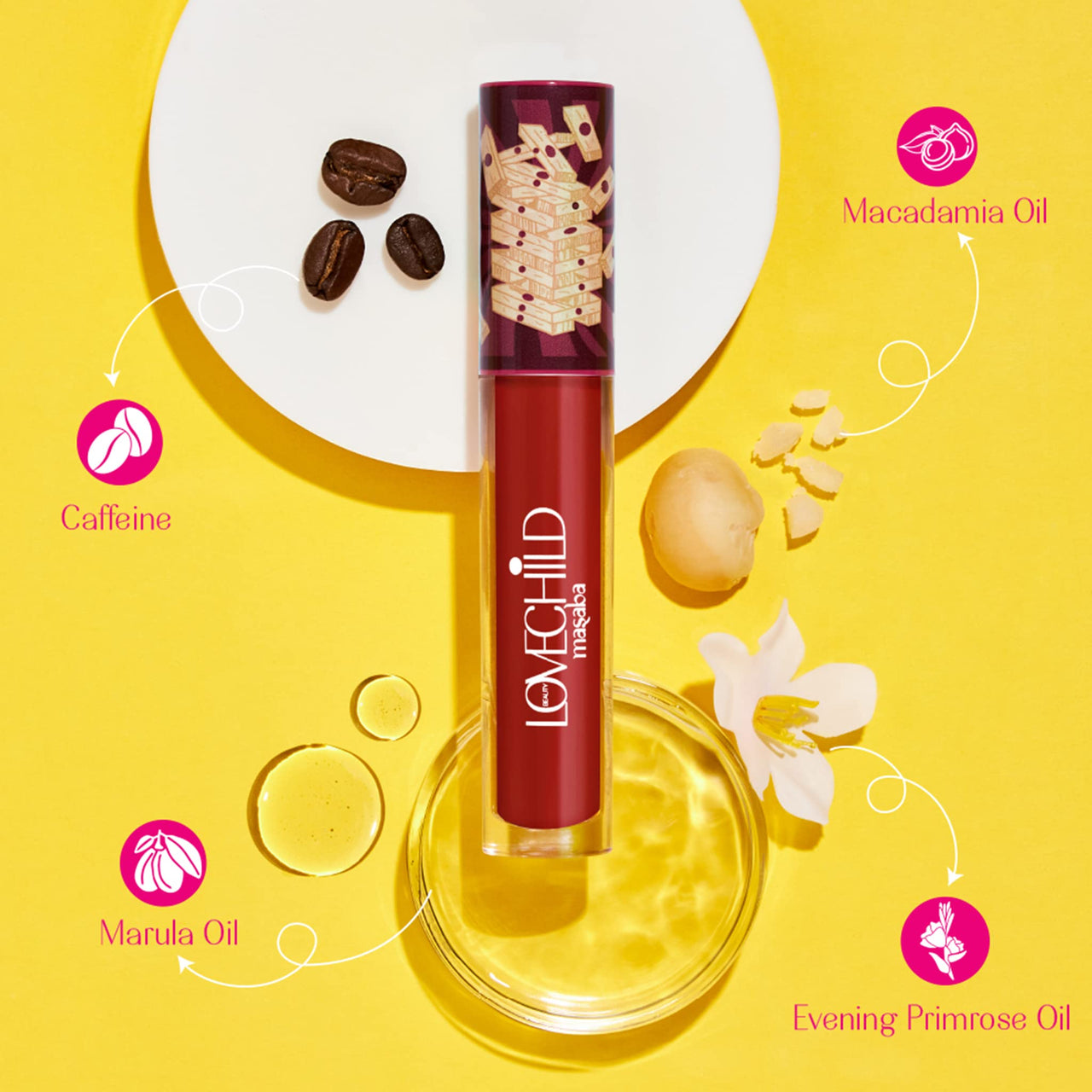 LoveChild Masaba Game On! - Take A Dare - Matte Liquid Lipstick, Flamboyant Maroon Velvet Smooth, Non-Sticky, Hydrating & Moisturising, Smudge Proof Lipstick, 5Ml