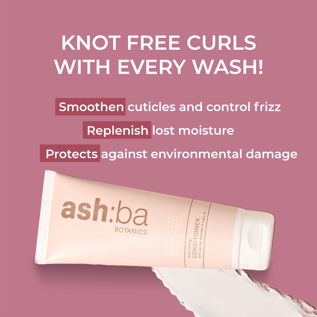 Ashba Botanics Nourishing Conditioner For Curly&Frizzy Hair|Deep Conditioning&Hydration For Wavy&Dry Hair|With Shea Butter,Argan&Green Tea|Natural-Silicone&Paraben Free-50 Ml,(1 count)
