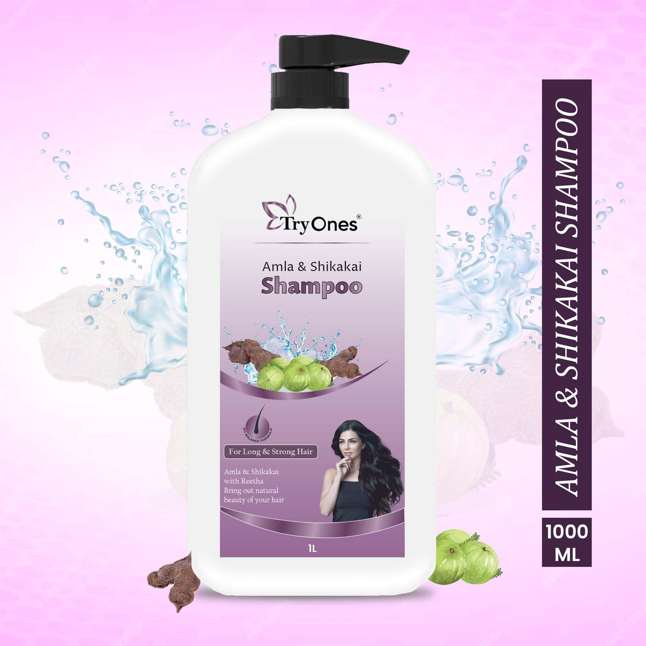 TryOnes_Salon-Quality Shampoo for Vibrant, Healthy Hair_Shampoo_For Long & Strong Hiar Amla& Sikakai Shampoo_1L
