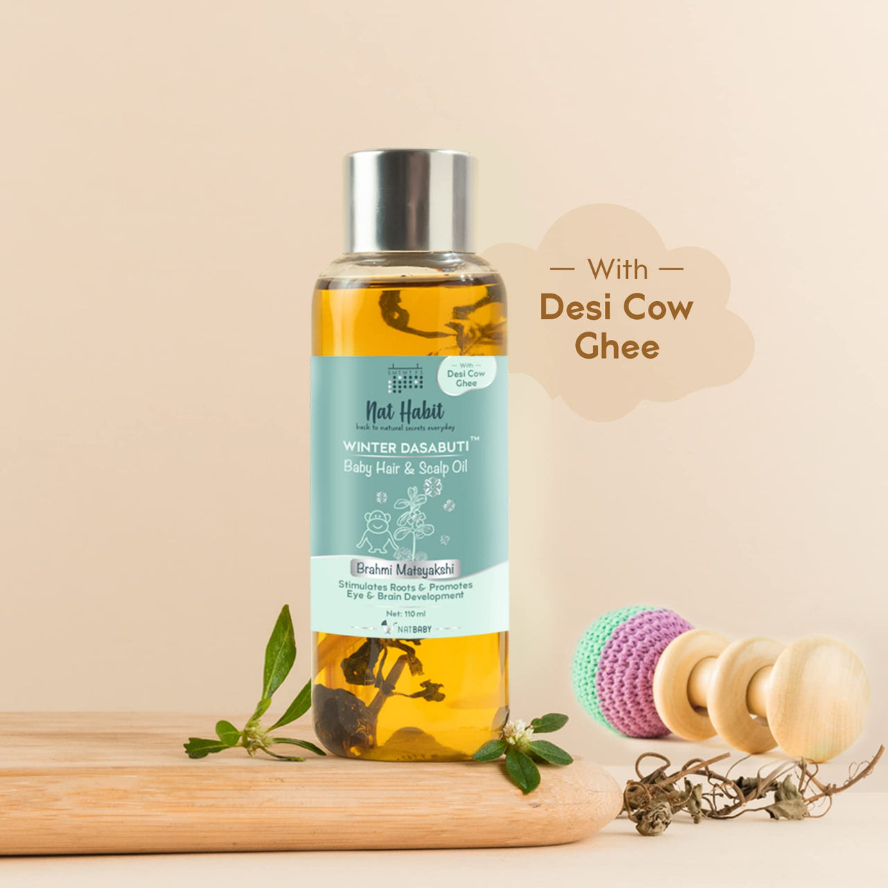 Nat Habit baby Scalp & Hair Oil 110ml | Brahmi Matsyakshi Dasabuti, Prevents Cold & Boosts Immunity