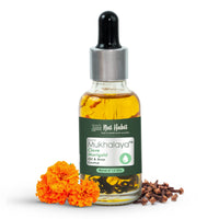 Nat Habit Clove Marigold Mukhalaya, Face Oil For Acne Control, with Blend of 13 Cold Pressed Oils For Natural Oily Skin Condition & Balance Sebum Secretion, No Mineral Oil or Chemical (30ml)