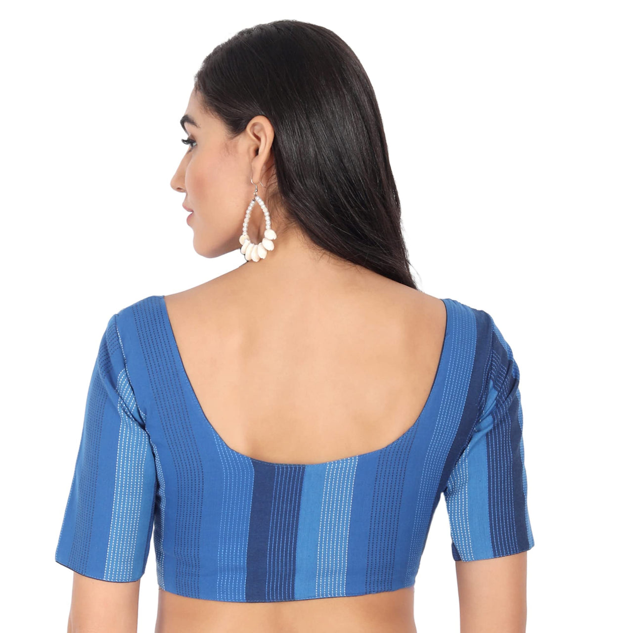 JISB Women's  Cotton Geometric Half Sleeve Blouse