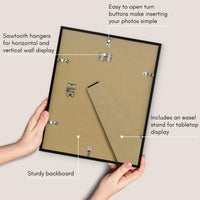 Americanflat 10x13 Picture Frame in Black - Thin Border Photo Frame with Shatter-Resistant Glass, Hanging Hardware, and Built-in Easel for Horizontal or Vertical Display Formats for Wall or Tabletop