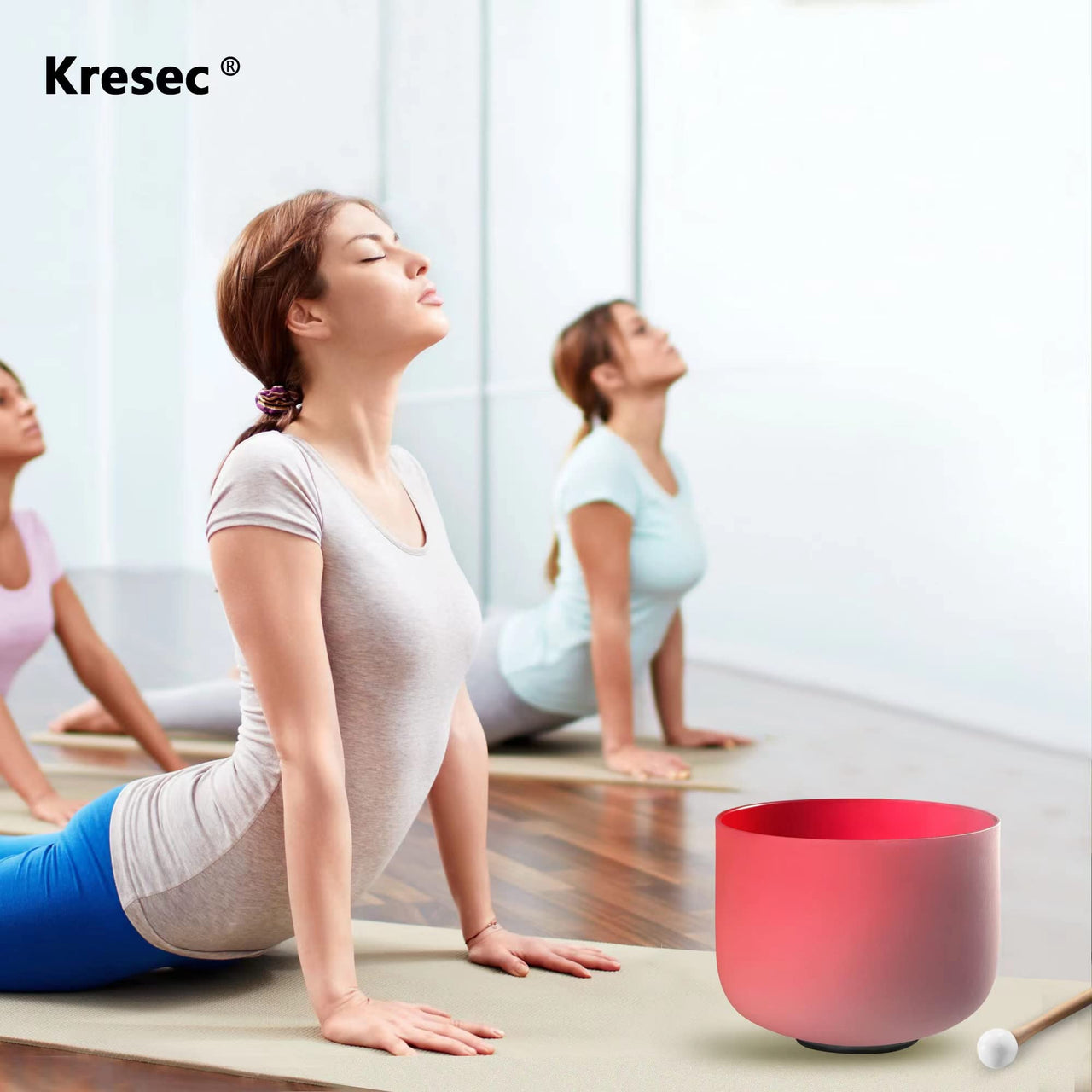 Kresec Red 8 Inch Crystal Singing Bowl C Note (¡À40 cents) Root Chakra with O-ring and Mallet for Meditation, Yoga, Spiritual and Body Healing and Energy Cleansing Red C Note