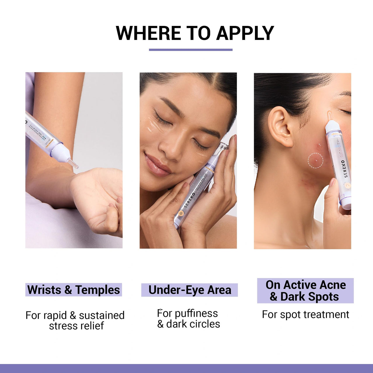 SEREKO Calming Under Eye Gel Pen for Dark Circles, Puffiness & Stress Reduction | With Niacinamide & Cica | Brightens Tired Eyes | Suitable for Men & Women | 10ml