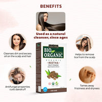 INDUS VALLEY 100% Organic Reetha Powder | Sapindus mukorossi For Hair & Scalp Treatment - (100g)