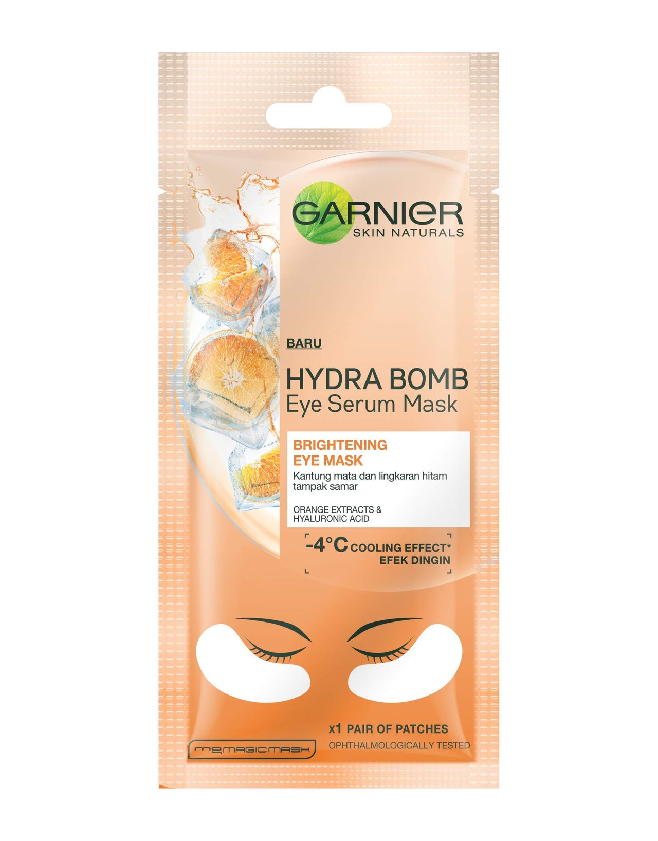 Garnier Light Complete VITAMIN C Booster Face Serum 30 ml & Hydra Bomb Eye Serum Mask, Orange, 6 g