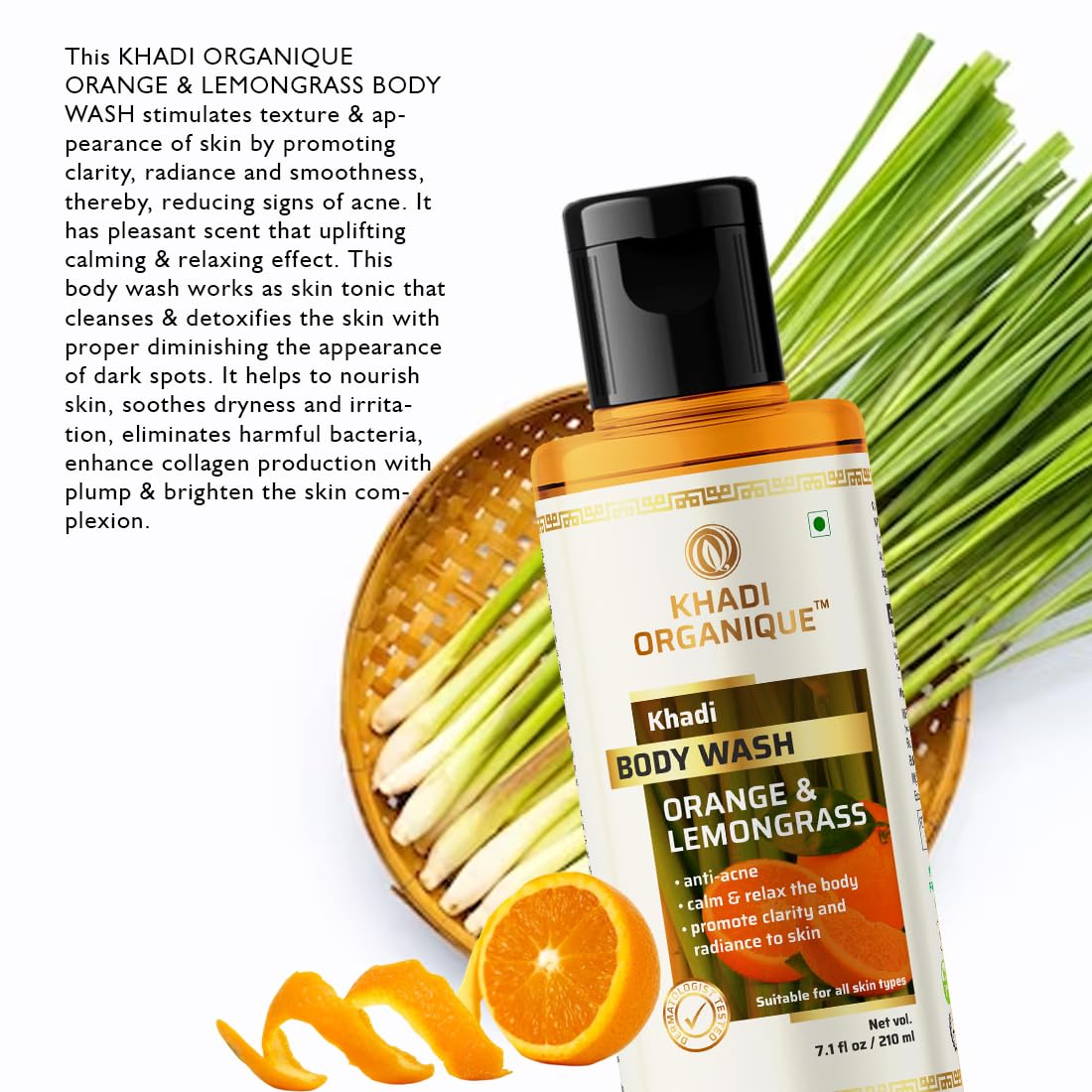 Khadi Organique Orange & Lemongrass Body Wash 210 ML