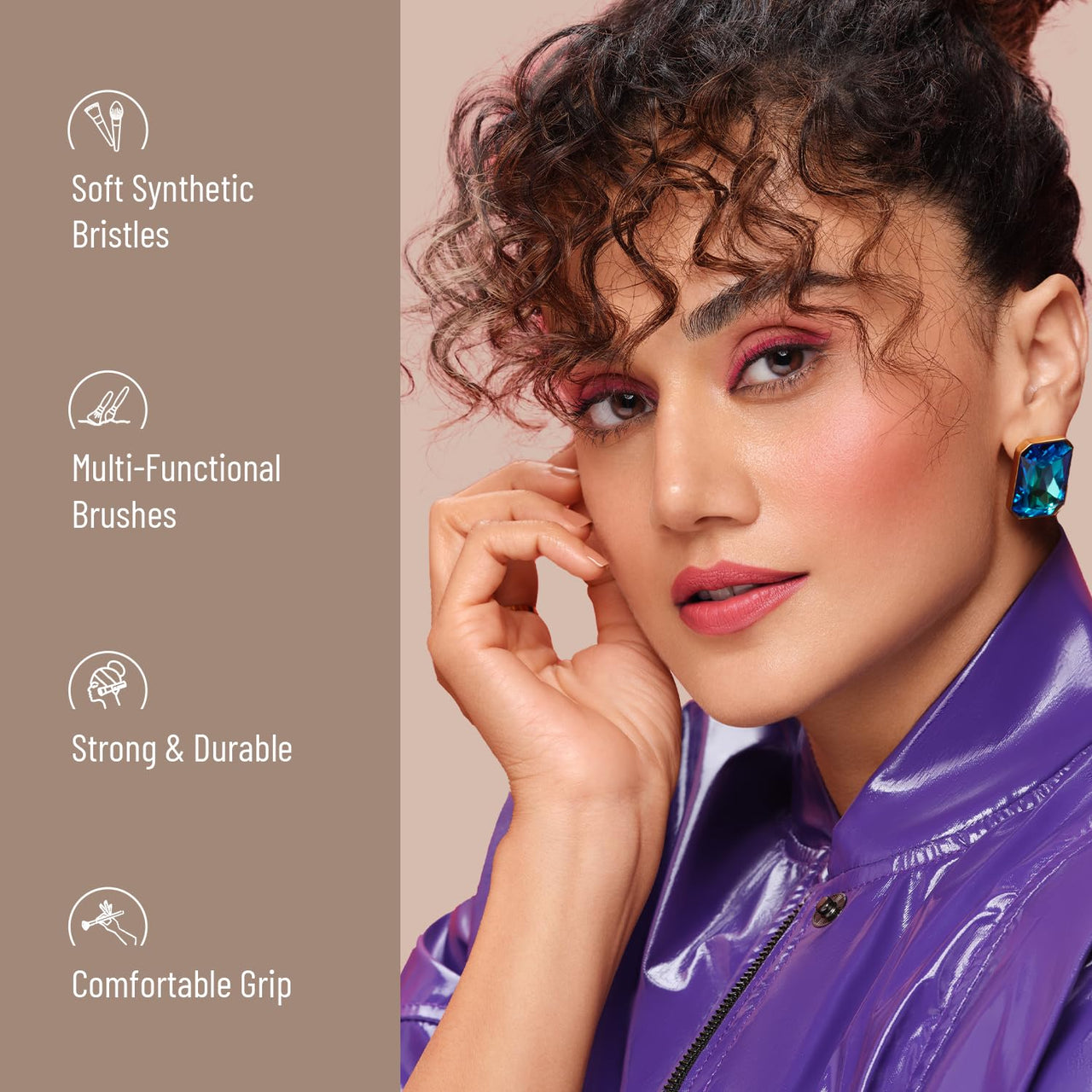 Swiss Beauty Professional Face & Eye Brush Set of 6 with Synthetic Fibres and Easy Blending For Cream, Liquid & Powder Formulation