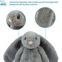 Best Pet Supplies Interactive Bunny Buddy Dog Toy with Crinkle and Squeaky Enrichment for Small and Medium Breed Puppies or Dogs, Cute and Plush - Bunny Bundle (Beige, Gray)