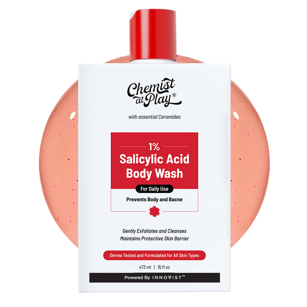 Chemist at Play 1% Salicylic Acid Body Wash 473ml | Paraben & SLS Free | Gentle Exfoliating Shower Gel | Prevents Body Acne, Bumpy Skin & Deep Cleanses Skin | For Men & Women