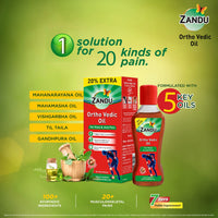 Zandu Ortho Vedic Oil - 60ml | Ayurvedic Oil for Relief from Knee and Joint Pain,Muscle Pain, Osteoarthritis Visible Improvement in 7 days