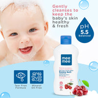 Mee Mee Baby Body Wash 400ml (Pack of 1) With Cherry & Fruit Extracts | Tear-Free Formula | Moisturizes and Soothes Skin | No Parabens | Infant Friendly Natural Head to Toe Baby Mild Bubble Bath Dermatologically Tested | pH balanced | All skin types