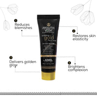 Ayouthveda Sparkling 30 ml Gold Face Wash With 24k Gold & Saffron | Face Wash for Glowing Skin Men and Women | Suitable for Normal & Dry Skin (Pack of 1, 30 Ml)
