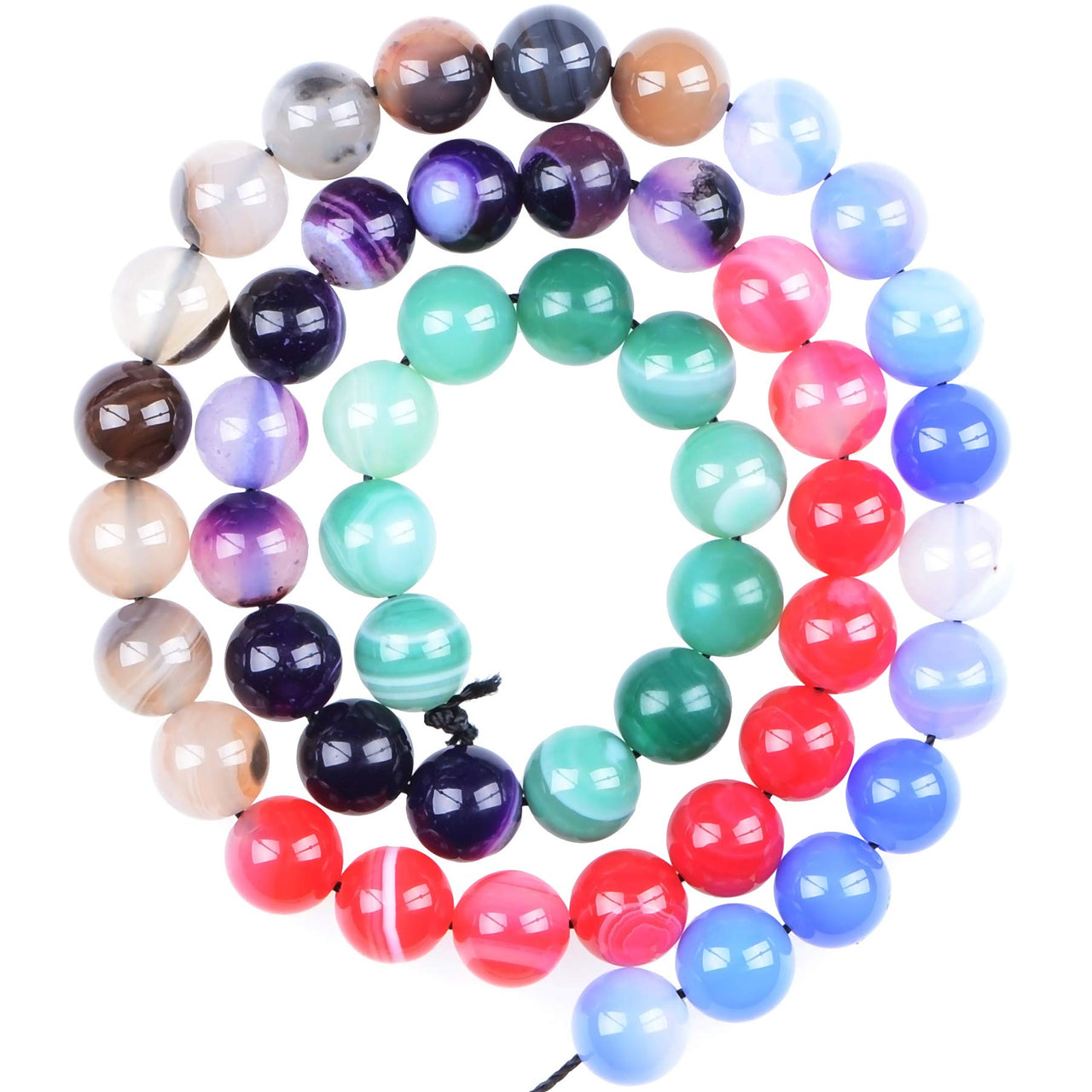 Massive Beads 100PCS 8MM Natural Crystal Beads Stripe Agate Gemstone Round Loose Energy Healing Beads with Free Crystal Stretch Cord for Jewelry Making (Stripe Agate, 8MM)
