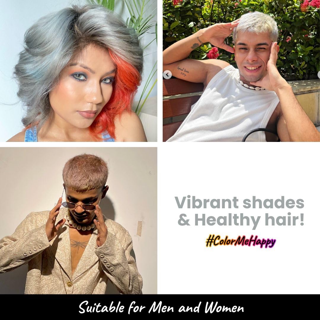 2.Oh! Italian- Steel Grey Hair Color DIY Kit | Semi Permanent Hair Color + Hair Bleach for Hair Color | Hair Highlights for Women & Men | Hair Bleach with Plex & Argan oil| Lightening Kit