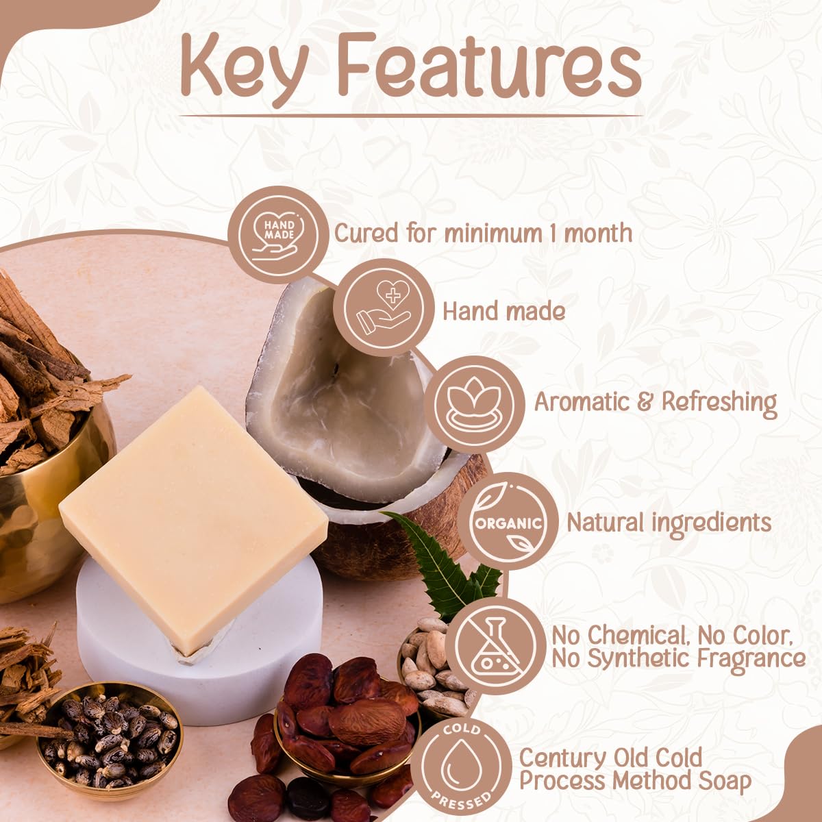 Naturalis Cedar Soap – Organic Handmade Cold-Pressed Soap Infused with Cedarwood Essential Oils – Natural, Luxury Soap for Deep Skin Nourishment, Moisturizing and Refreshing -100g pack of 2.