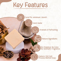 Naturalis Cedar Soap – Organic Handmade Cold-Pressed Soap Infused with Cedarwood Essential Oils – Natural, Luxury Soap for Deep Skin Nourishment, Moisturizing and Refreshing -100g pack of 2.