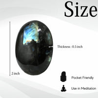 Labradorite Palm Stone - Pocket Massage Worry Stone for Natural Body Chakra Balancing, Reiki Healing and Crystal Grid Labradorite