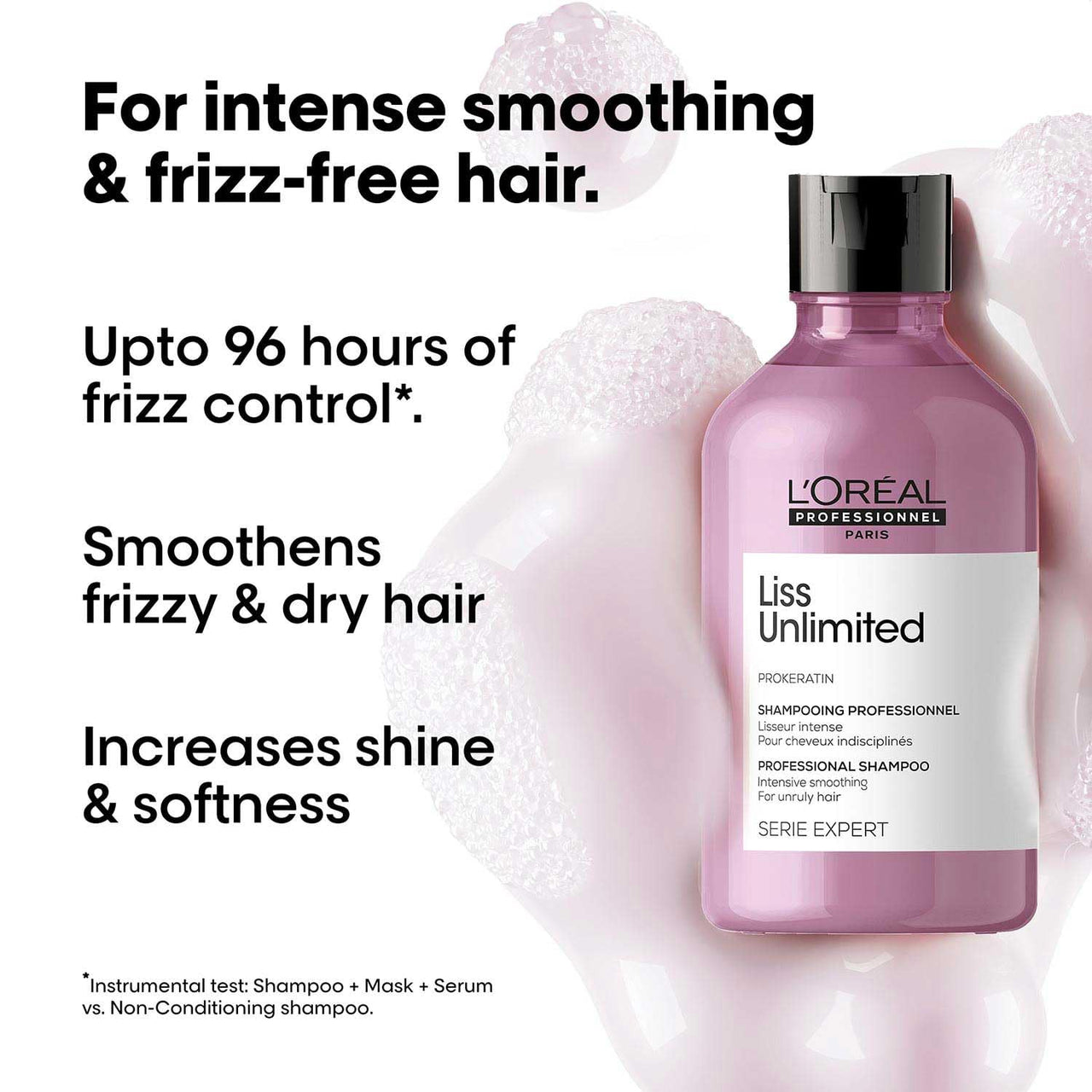 L'Oréal Professionnel Liss Unlimited Shampoo for Frizzy & Unruly Hair - 300ml | Intensive Smoothing Shampoo for Frizz-Control | Enriched with Pro-Keratin & Kukui Nut Oil | Increases Softness & Shine