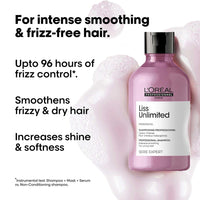 L'Oréal Professionnel Liss Unlimited Shampoo for Frizzy & Unruly Hair - 300ml | Intensive Smoothing Shampoo for Frizz-Control | Enriched with Pro-Keratin & Kukui Nut Oil | Increases Softness & Shine