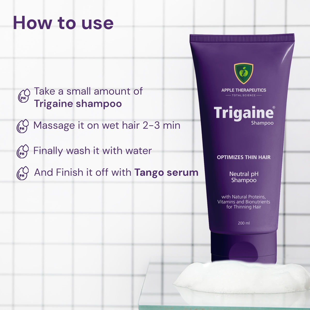 Trigaine Shampoo 200ml | pH Balanced Best Daily Shampoo For Heat Treated & Color Damaged Hair | Protein Intensive Dermatologist-Recommended Everyday Use for Women & Men