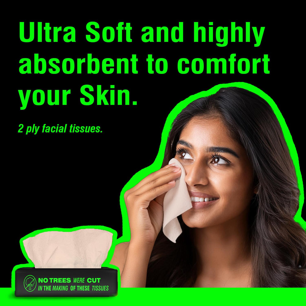 Beco Bamboo Super Soft Facial Tissue 100 Pulls (Pack of 12), 1200 Pulls 2 ply 100% Natural and Ecofriendly