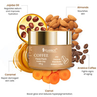 Karrot Natural Skincare Coffee De Tan Face Pack, Removes Tanning, Tightens Pores and Smoothens Texture, Contains Shea Butter, Carrot Seed Oil, Jojoba Oil, For Women and Men, All Skin Types, 100gms