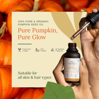 Juicy Chemistry Organic Pumpkin Seed Oil, 30 ml | 100% Pure, Virgin, Cold Pressed & Certified Organic Carrier Oil | Anti-Ageing, Hair Growth, Fast Absorbing
