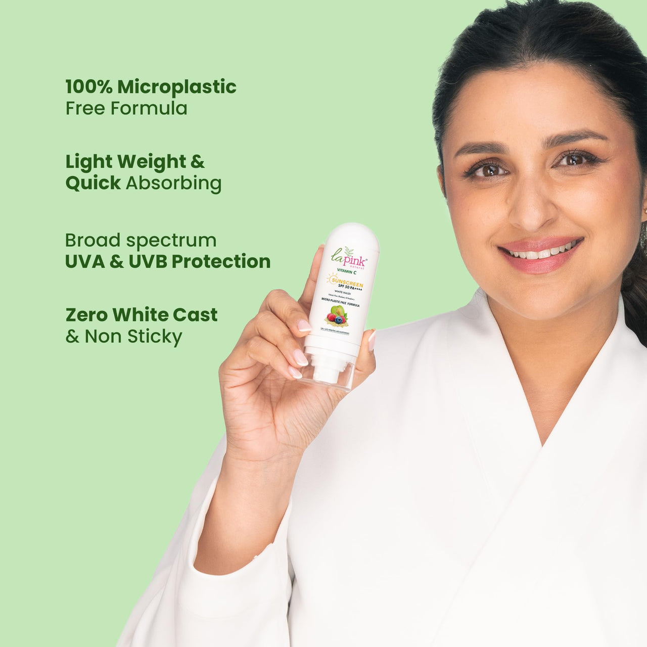 La Pink Vitamin C Sunscreen For Men and Women | SPF 50 PA++++ UVA + UVB, Hydration & Moisturization 100% Microplastic Free Formulation | Non Greasy | Zero White Cast (50g)