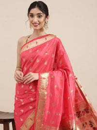 Pandadi Saree Women's  Paithani Silk Saree With Blouse Piece