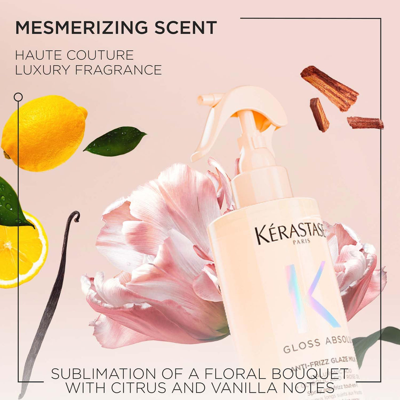 Kérastase Gloss Absolu Anti-Frizz Heat Protectant Spray For Glossy Hair | Fine To Medium Hair | 4-Days Anti-Frizz | With Hyaluronic & Glycolic Acid, Wild Rose-In-Oil | 190ml