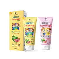 HealthBest Kids Multivitamin Sunscreen Face Wash Combo - SPF 30, 100ml, Watermelon Extracts - Gentle, Organic, Tear-Free, Paraben-Free for Sensitive Skin, Daily Care for All Types