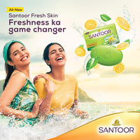 Santoor Fresh Skin Aloe Vera & Lime Bathing Soap with Nourishing & Anti-Aging Properties| For Smooth & Soft and Younger-Looking Skin| For All Skin Types| 125g, Pack of 4