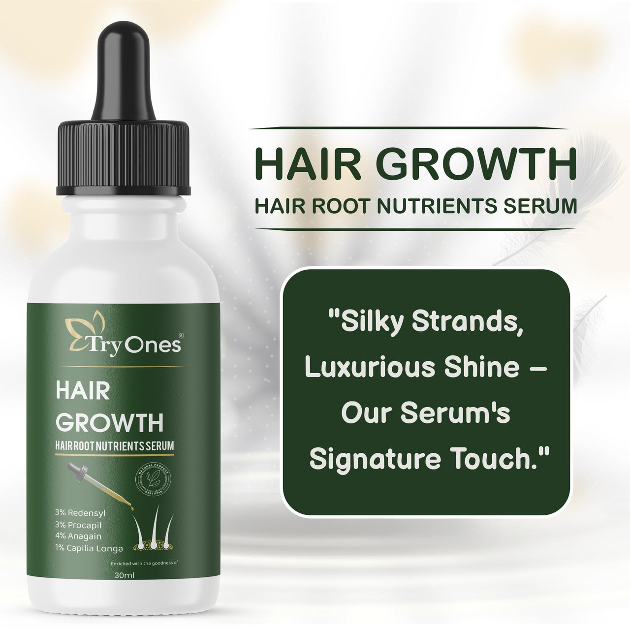 TryOnes Professional Hair Serum for Frizzy Hair||Serum for Women & Men||All Hair Types for Frizz-free, Smooth & Glossy Hair||Hair Root Serum_30ML