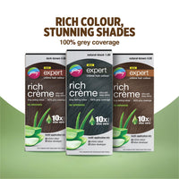 Godrej Expert Rich Crème Hair Colour for Women & Men – NATURAL BROWN Shade 4.00 (50ml + 50g) | No Ammonia | 10x Aloe Vera & 100% Grey Coverage