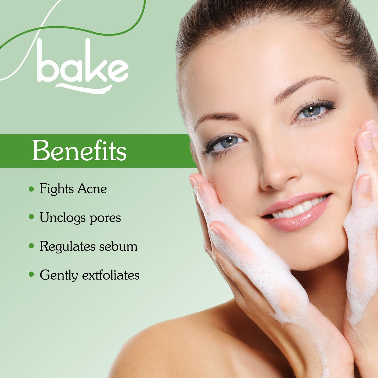 BAKE 2% Salicylic Acid Face Wash For Oily Skin with Green Tea | Sulphate free, Anti Acne Gentle Face Cleanser | Controls Oil & Sebum Production | 100ml (Fresh)