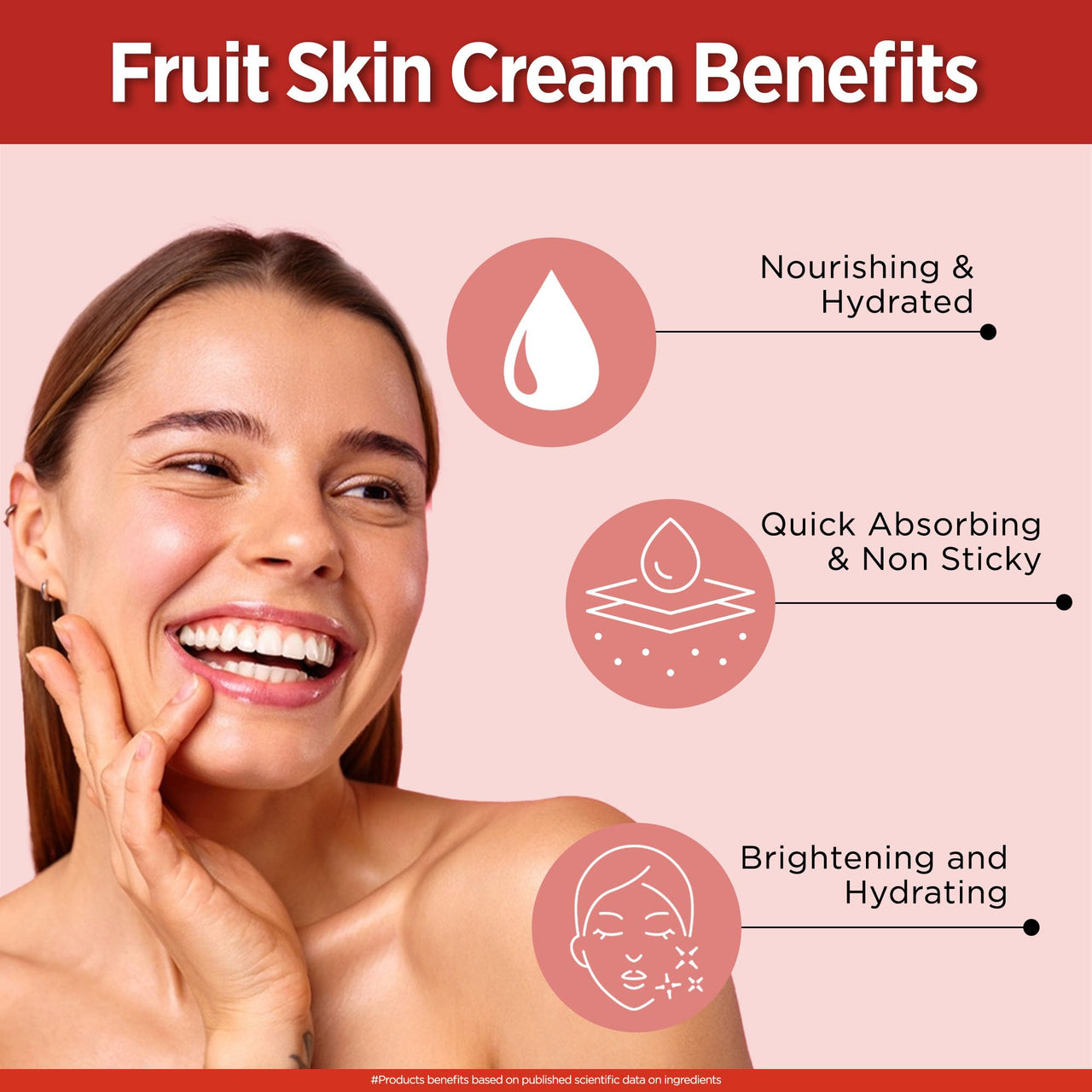 Multani Naturals Fruit Cream Moisturizing Skin Cream With Apple, Quick Absorbing & Non Sticky Moisturizer for Face, Hands & Body | For Healthy, Soft & Glowing Skin | 500 Ml