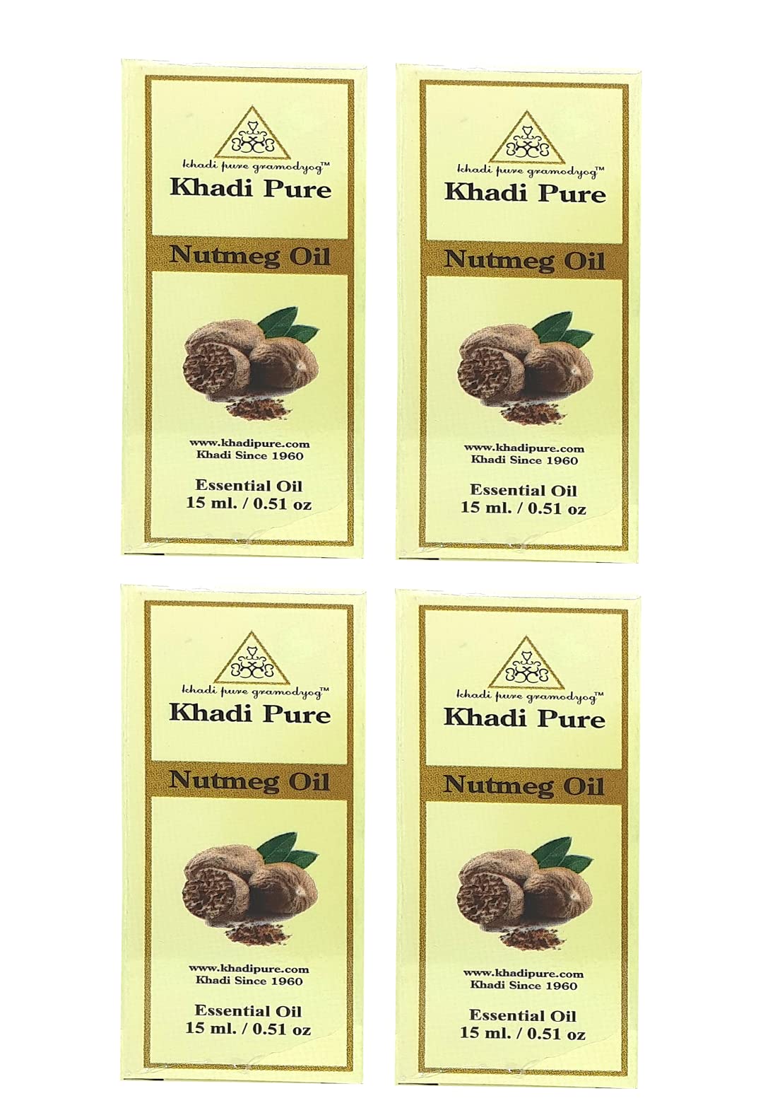 Khadi Pure Herbal Nutmeg Essential Oil, 15 Ml (Pack Of 4)