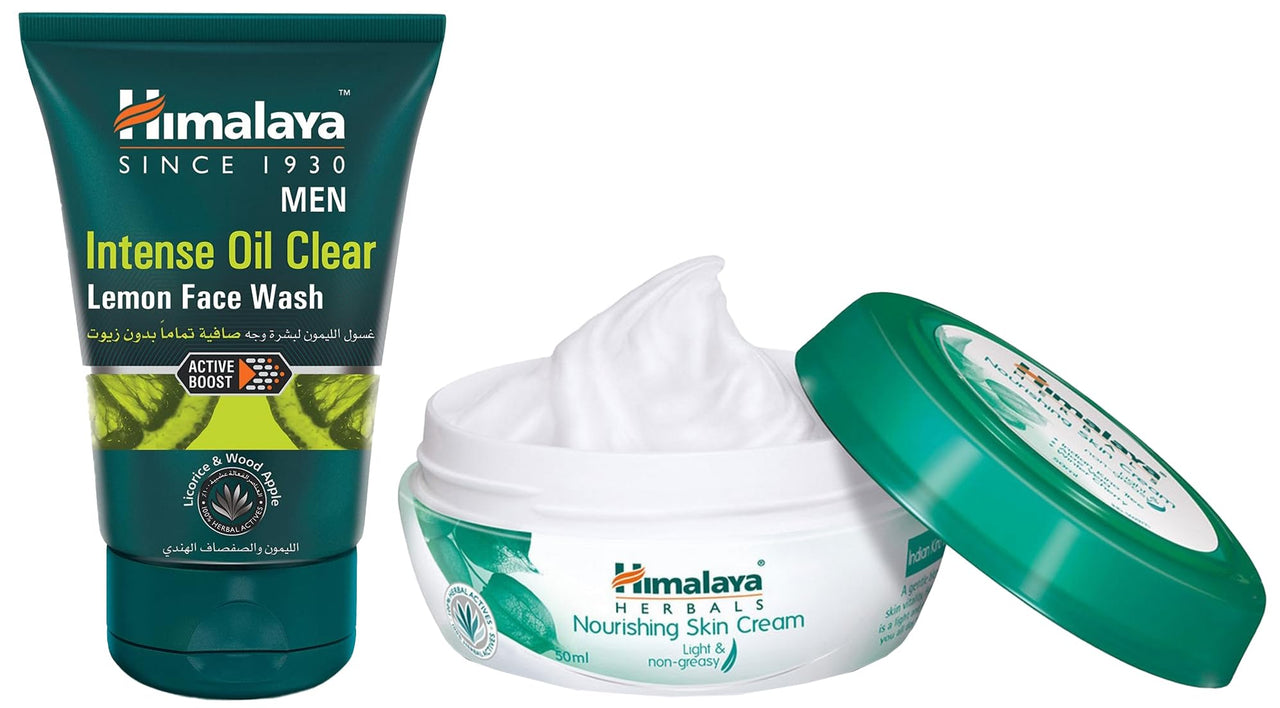 Himalaya MEN Intense Oil Clear Lemon Face Wash, 100ml & Himalaya Nourishing Skin Cream, 100ml