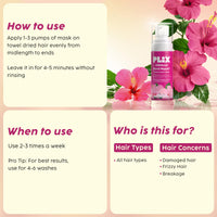 The Plant Fix Plix Hibiscus Bond Repair Leave-In Hair Mask | FiberHance | Repairs Damage, Reduces Frizz & Strengthens Hair | Vegan & Sulfate-Free | 50g