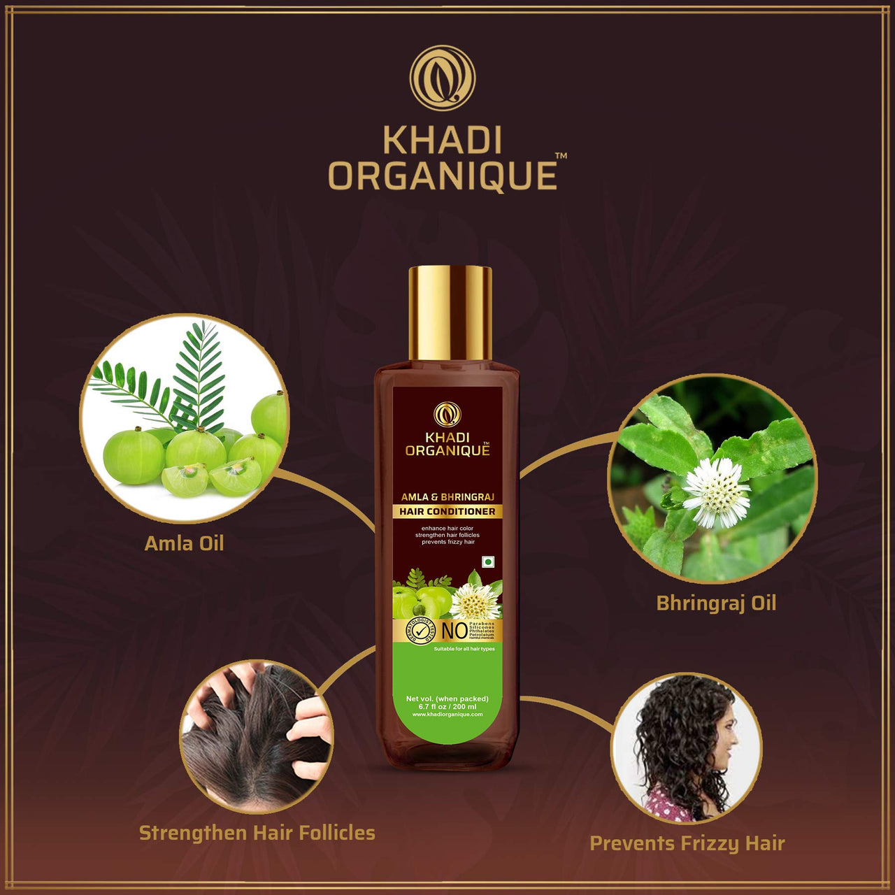 Khadi Organique Amla & Bhringraj Hair Conditioner (SLS & Parabeen Free)