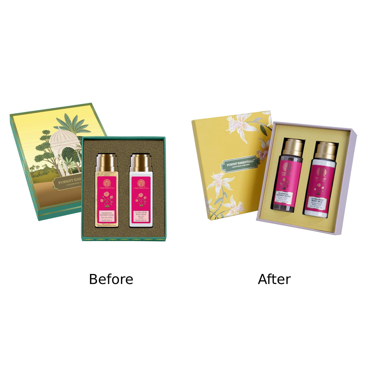 Forest Essentials Indian Rose Absolute Gift Box | Body Care Gift Set with Premium Body Wash & Body Lotion | 2 Piece Gift Set