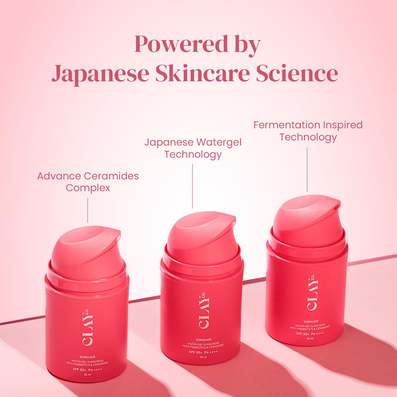 Clayco Sunglaze Sunscreen SPF 50 PA++++ | Probiotic & Ceramide-Infused | Lightweight, Non-Greasy & Fast-Absorbing | Broad Spectrum UVA, UVB & Blue Light Protection | Hydrating & Brightening | For All Skin Types (50ml)