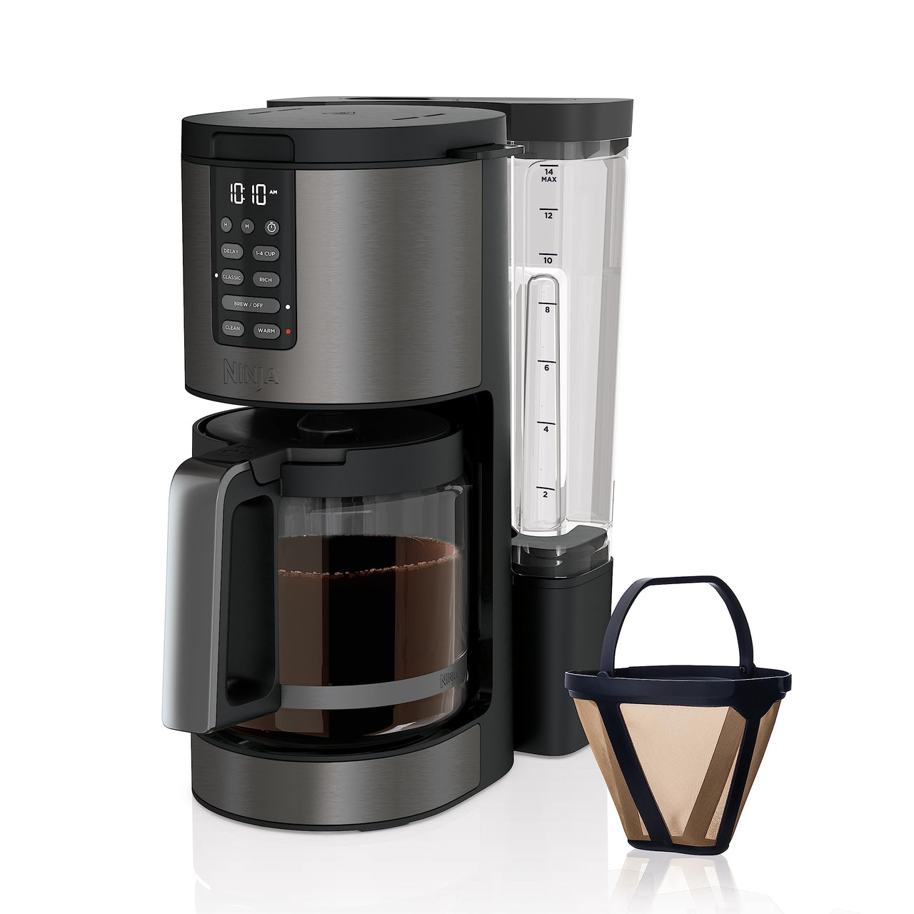 Ninja Programmable XL 14-Cup Coffee Maker PRO, 14-Cup Glass Carafe, Freshness Timer, with Permanent Filter, Black Stainless Steel, DCM201BK
