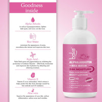 BAKE Alpha Arbutin Rice Water Body Lotion SPF 30 PA+++ for Pigmented & Tanned Skin | For Uneven Skin Tone, Tan Removal & Pigmentation | For Women & Men | 200ml
