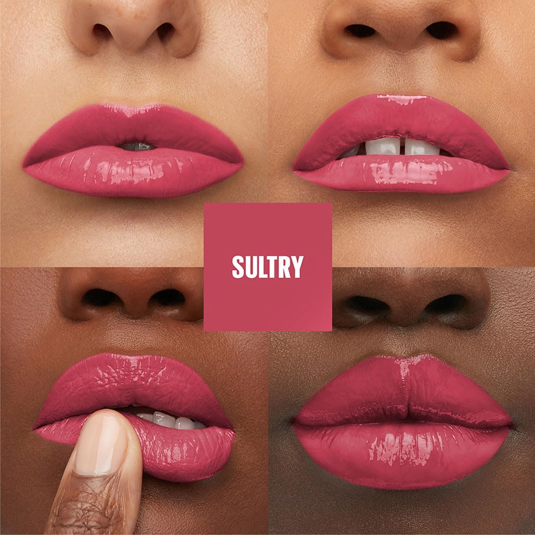 Maybelline Glossy Super Stay Vinyl Ink Liquid Lip Color - Highly Pigmented Color And Instant Shine, Sultry, 4.2Ml
