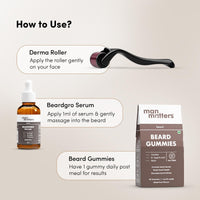 Man Matters Ultimate Beard Growth Kit With Beard Serum, Beard Gummies & Advance Derma Roller | With 4% Anagain, 1% Rosemary, Biotin | For Beard Growth & Nourishment | SLS & Alcohol Free, 100% Vegan