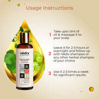 Vedix Ayurvedic Hair Fall Oil Combo with 3 Booster Oils, Tavas Non Sticky Hair Oil For Oily Scalp With Amla, Brahmi & Bhringraj Booster Oils, gift for women - 130ml