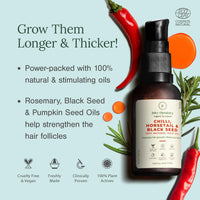 Juicy Chemistry Chilli, Horsetail & Blackseed Hair Growth Oil, 30 ml | Enriched with Rosemary Oil & Kalonji Oil to Control Hair Fall | Clinically Proven Hair Growth Oil with Natural DHT Blockers for Men & Women | For Healthy Hair, Scalp Nourishment & Hair